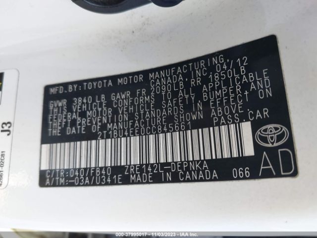 Photo 8 VIN: 2T1BU4EE0CC845661 - TOYOTA COROLLA 