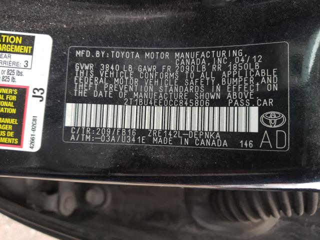 Photo 9 VIN: 2T1BU4EE0CC845806 - TOYOTA COROLLA BA 