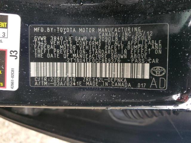 Photo 11 VIN: 2T1BU4EE0CC869376 - TOYOTA COROLLA BA 