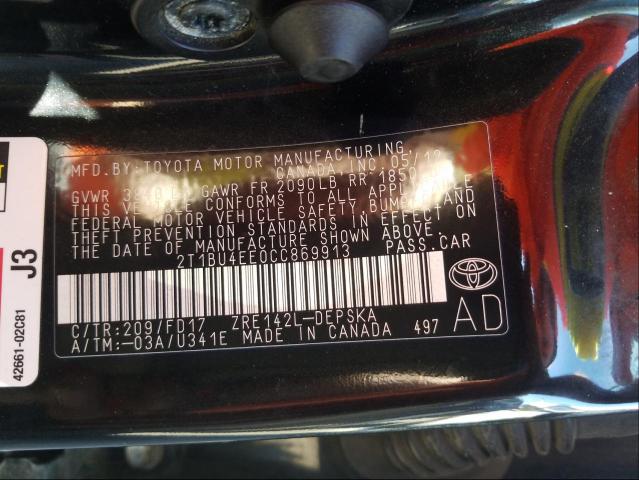 Photo 9 VIN: 2T1BU4EE0CC869913 - TOYOTA COROLLA BA 