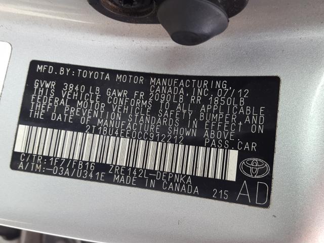 Photo 9 VIN: 2T1BU4EE0CC912212 - TOYOTA COROLLA BA 