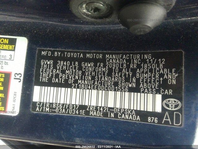 Photo 8 VIN: 2T1BU4EE0DC001556 - TOYOTA COROLLA 