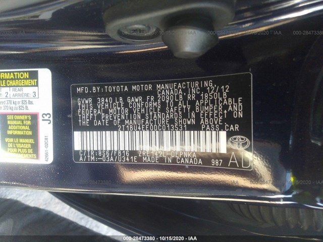 Photo 8 VIN: 2T1BU4EE0DC013531 - TOYOTA COROLLA 