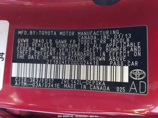 Photo 8 VIN: 2T1BU4EE0DC024416 - TOYOTA COROLLA 