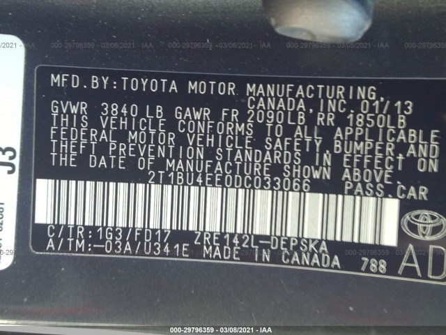 Photo 8 VIN: 2T1BU4EE0DC033066 - TOYOTA COROLLA 