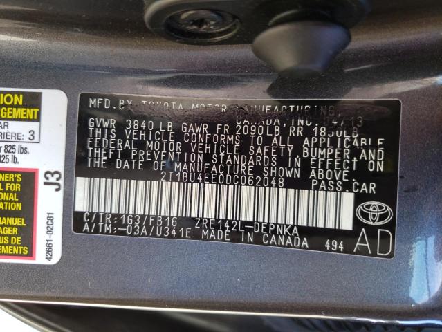 Photo 9 VIN: 2T1BU4EE0DC062048 - TOYOTA COROLLA 