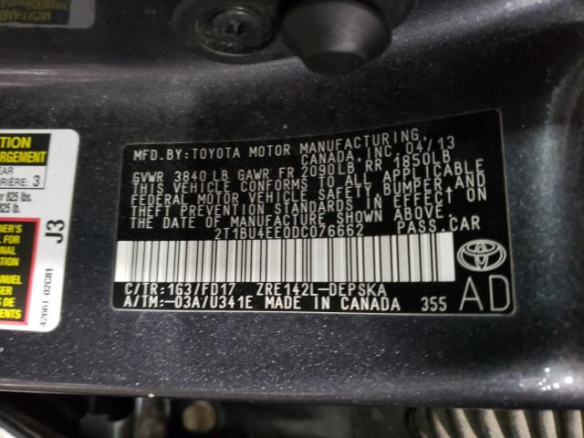 Photo 9 VIN: 2T1BU4EE0DC076662 - TOYOTA COROLLA BA 