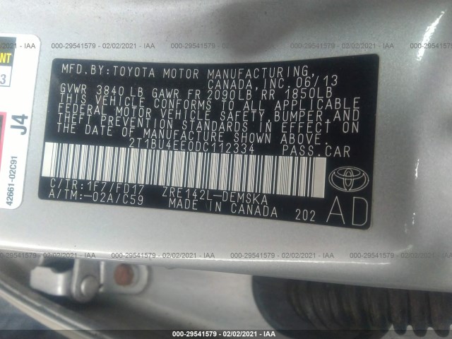 Photo 8 VIN: 2T1BU4EE0DC112334 - TOYOTA COROLLA 