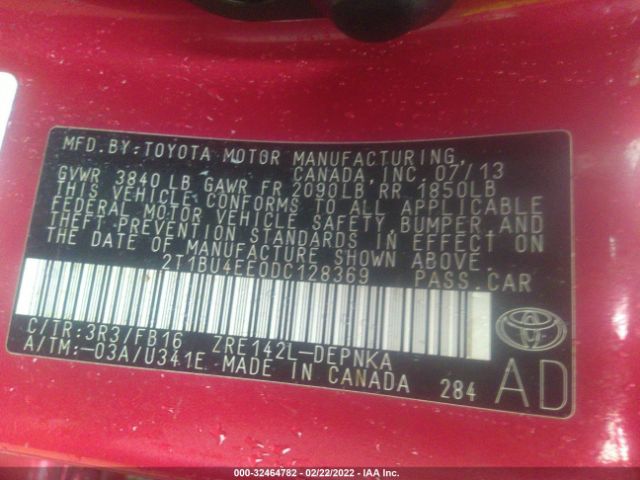 Photo 8 VIN: 2T1BU4EE0DC128369 - TOYOTA COROLLA 