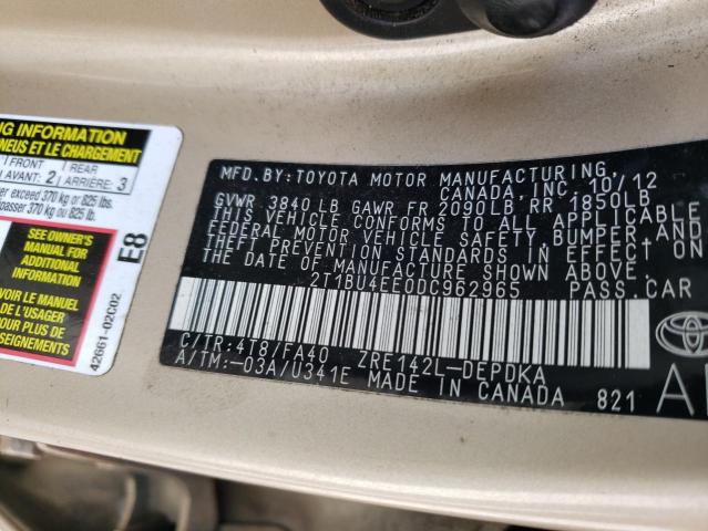 Photo 9 VIN: 2T1BU4EE0DC962965 - TOYOTA COROLLA BA 