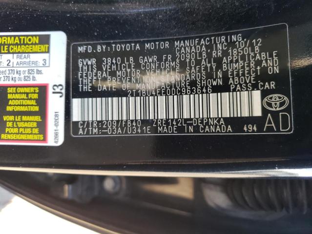 Photo 11 VIN: 2T1BU4EE0DC963646 - TOYOTA COROLLA BA 