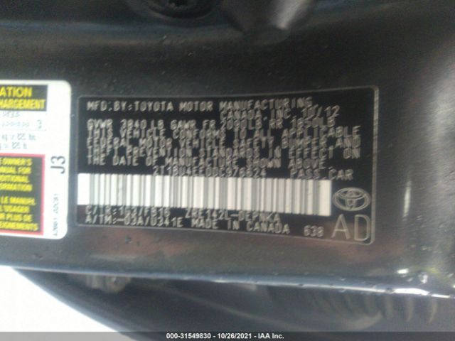 Photo 8 VIN: 2T1BU4EE0DC976624 - TOYOTA COROLLA 