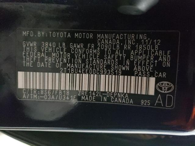 Photo 9 VIN: 2T1BU4EE0DC993519 - TOYOTA COROLLA BA 