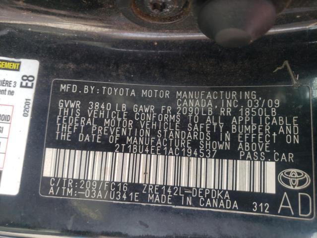 Photo 9 VIN: 2T1BU4EE1AC194537 - TOYOTA COROLLA BA 