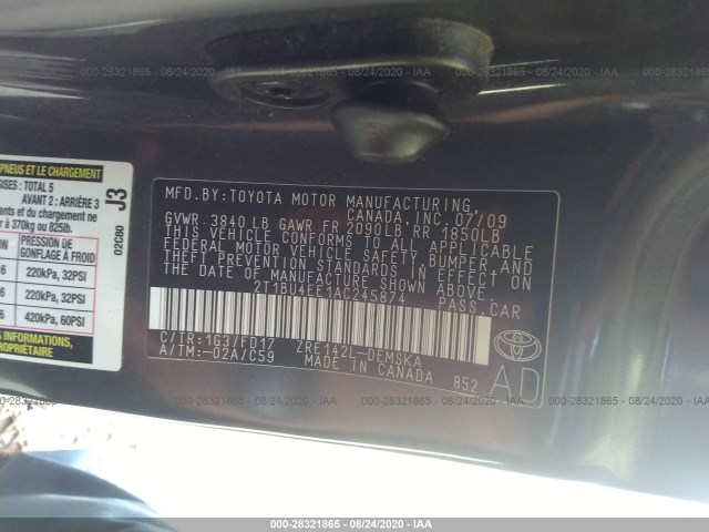 Photo 8 VIN: 2T1BU4EE1AC245874 - TOYOTA COROLLA 