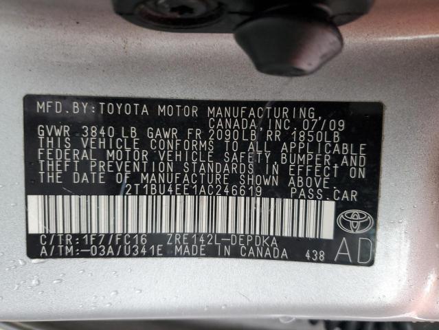 Photo 11 VIN: 2T1BU4EE1AC246619 - TOYOTA COROLLA BA 