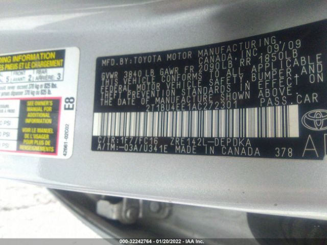 Photo 8 VIN: 2T1BU4EE1AC272301 - TOYOTA COROLLA 