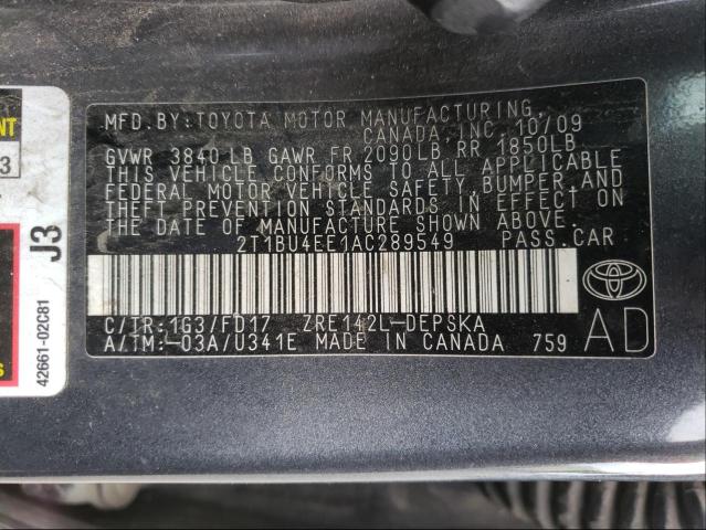 Photo 9 VIN: 2T1BU4EE1AC289549 - TOYOTA COROLLA BA 