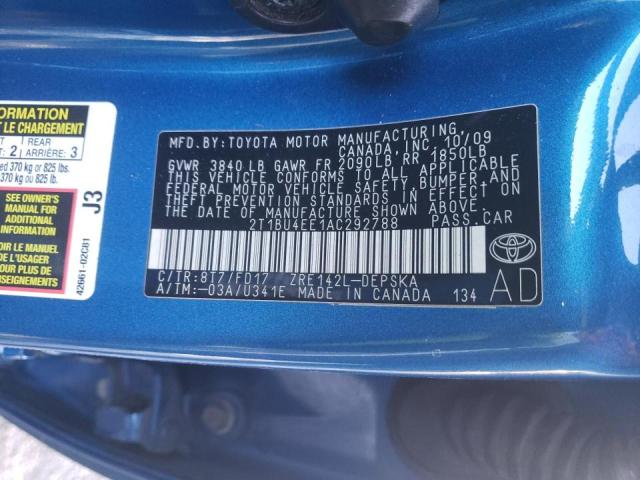 Photo 9 VIN: 2T1BU4EE1AC292788 - TOYOTA COROLLA BA 