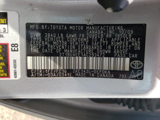 Photo 9 VIN: 2T1BU4EE1AC293472 - TOYOTA COROLLA BA 