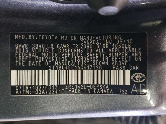 Photo 11 VIN: 2T1BU4EE1AC417126 - TOYOTA COROLLA BA 