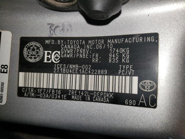 Photo 11 VIN: 2T1BU4EE1AC422889 - TOYOTA CORROLA 