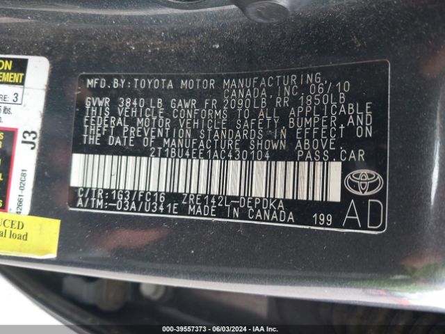 Photo 8 VIN: 2T1BU4EE1AC430104 - TOYOTA COROLLA 