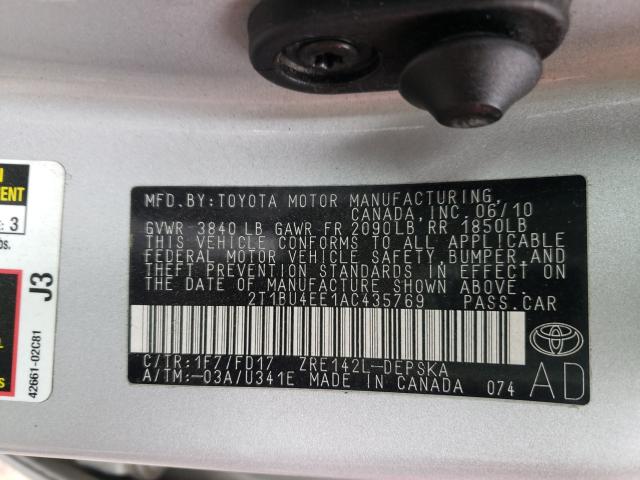 Photo 9 VIN: 2T1BU4EE1AC435769 - TOYOTA COROLLA BA 