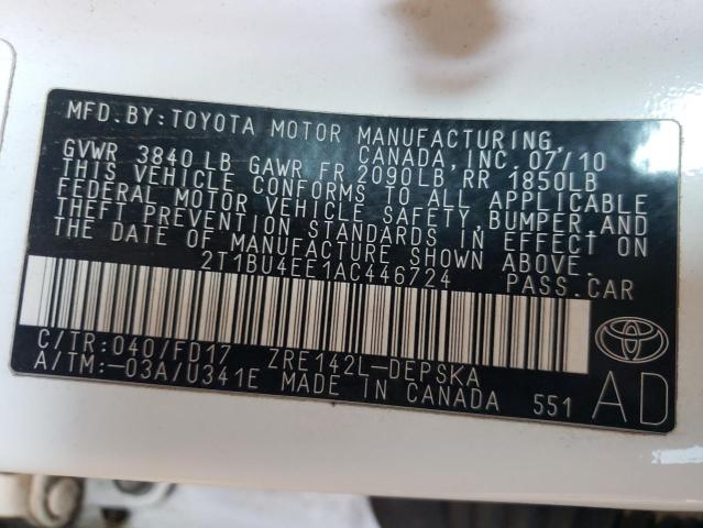 Photo 12 VIN: 2T1BU4EE1AC446724 - TOYOTA COROLLA S 