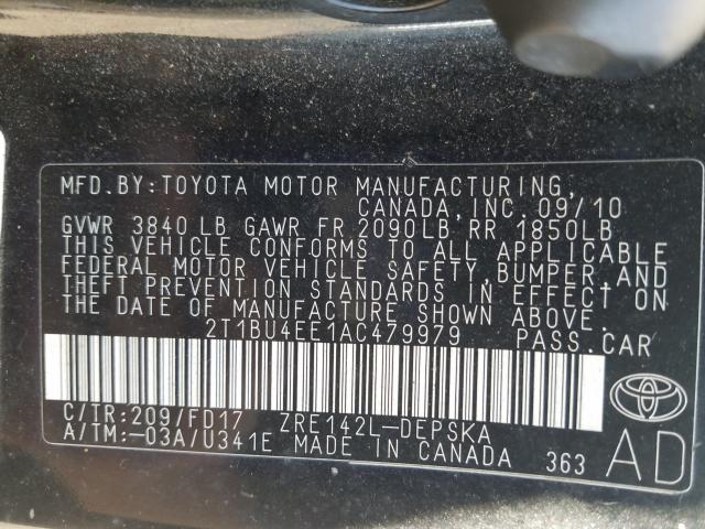 Photo 9 VIN: 2T1BU4EE1AC479979 - TOYOTA COROLLA BA 