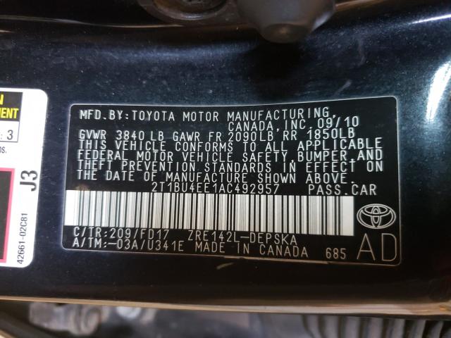 Photo 9 VIN: 2T1BU4EE1AC492957 - TOYOTA COROLLA BA 