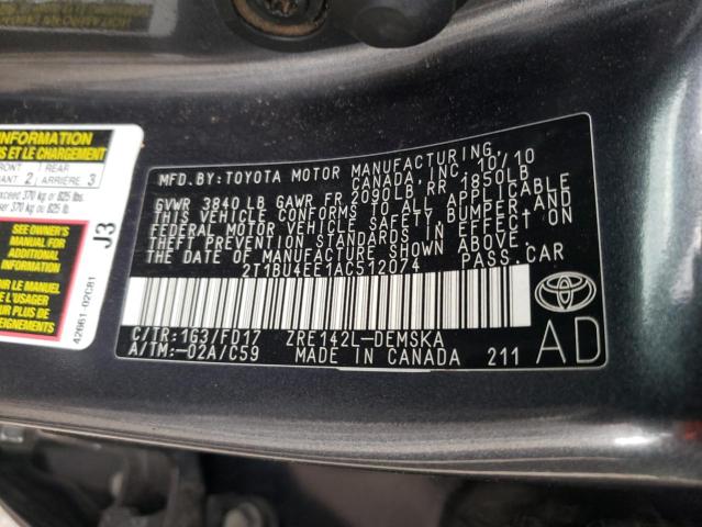 Photo 9 VIN: 2T1BU4EE1AC512074 - TOYOTA COROLLA BA 