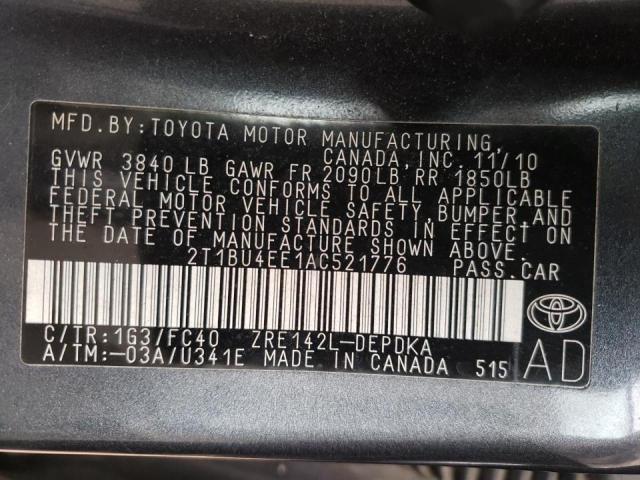 Photo 9 VIN: 2T1BU4EE1AC521776 - TOYOTA COROLLA 