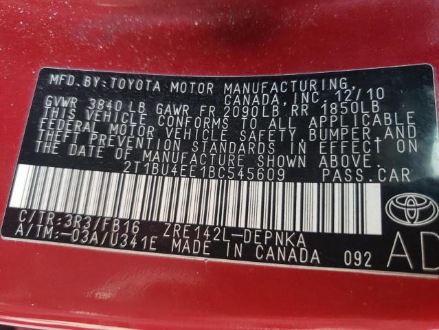 Photo 9 VIN: 2T1BU4EE1BC545609 - TOYOTA COROLLA BA 