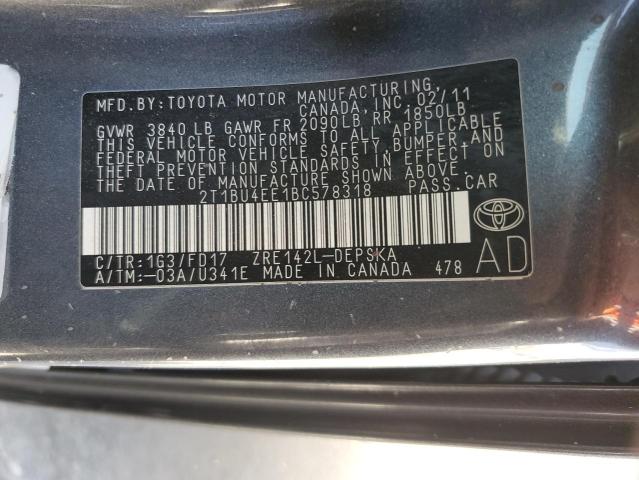 Photo 11 VIN: 2T1BU4EE1BC578318 - TOYOTA COROLLA BA 