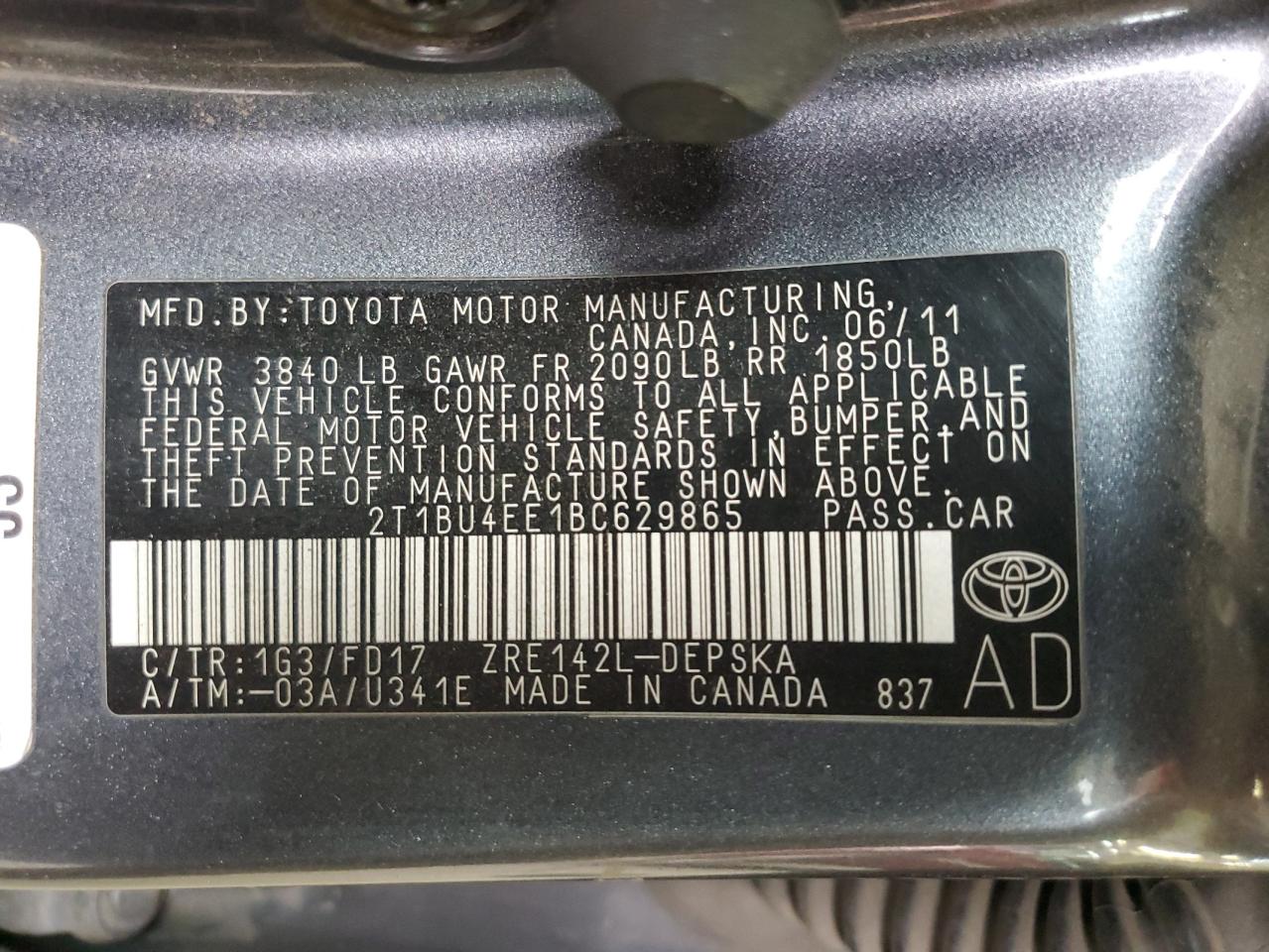 Photo 11 VIN: 2T1BU4EE1BC629865 - TOYOTA COROLLA 