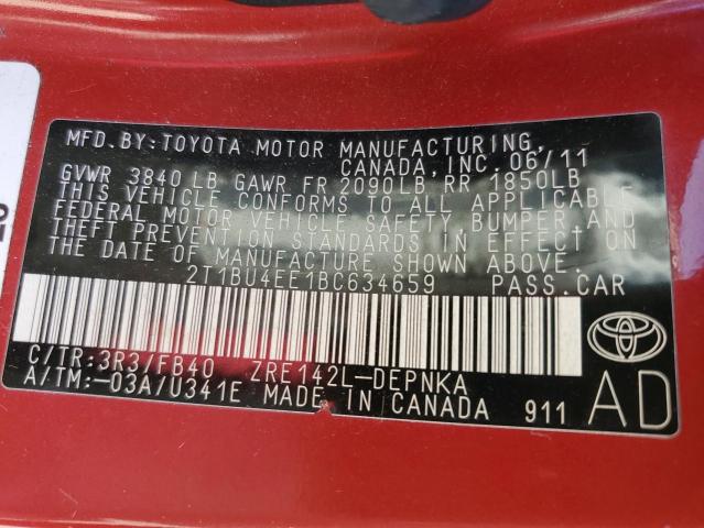 Photo 11 VIN: 2T1BU4EE1BC634659 - TOYOTA COROLLA 