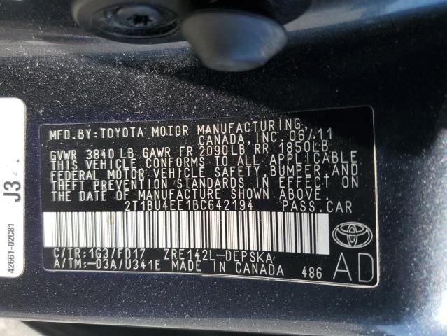 Photo 11 VIN: 2T1BU4EE1BC642194 - TOYOTA COROLLA 