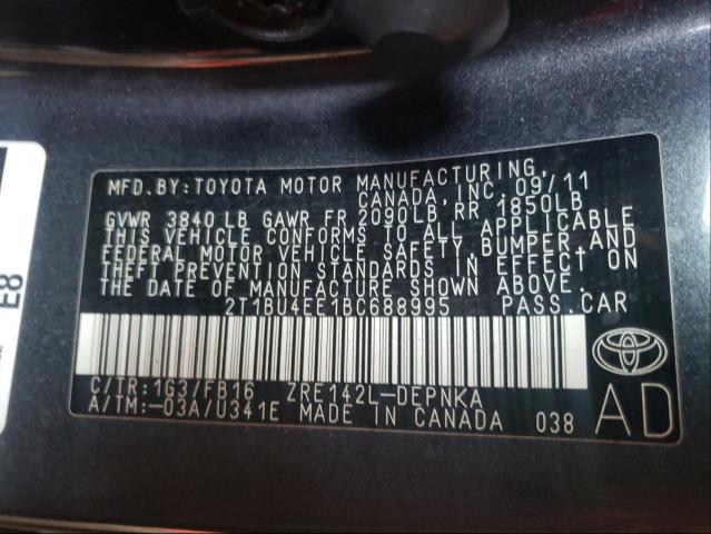 Photo 9 VIN: 2T1BU4EE1BC688995 - TOYOTA COROLLA BA 