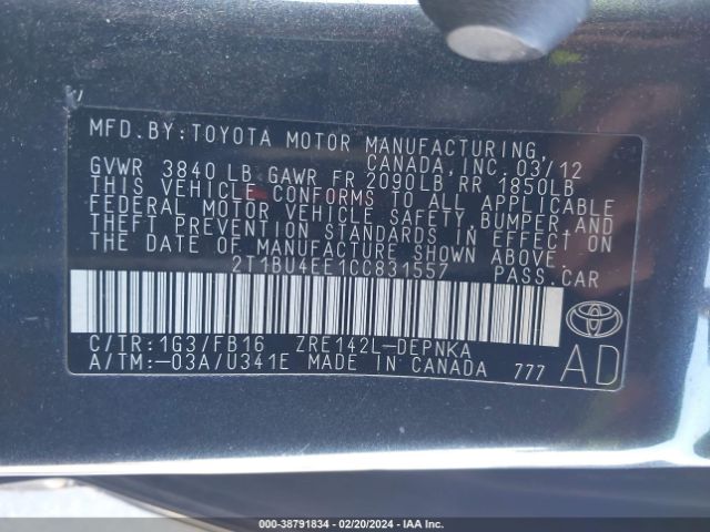 Photo 8 VIN: 2T1BU4EE1CC831557 - TOYOTA COROLLA 