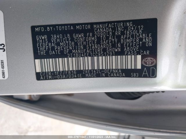 Photo 8 VIN: 2T1BU4EE1CC851291 - TOYOTA COROLLA 