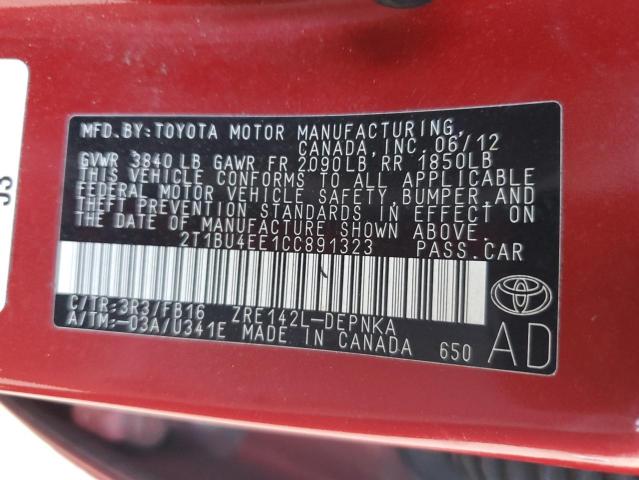 Photo 12 VIN: 2T1BU4EE1CC891323 - TOYOTA COROLLA 