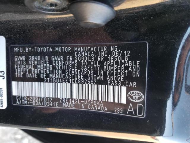 Photo 9 VIN: 2T1BU4EE1CC892567 - TOYOTA COROLLA BA 