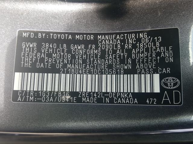 Photo 9 VIN: 2T1BU4EE1DC105618 - TOYOTA COROLLA BA 