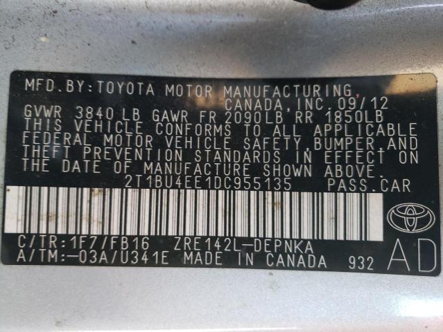 Photo 9 VIN: 2T1BU4EE1DC955135 - TOYOTA COROLLA BA 