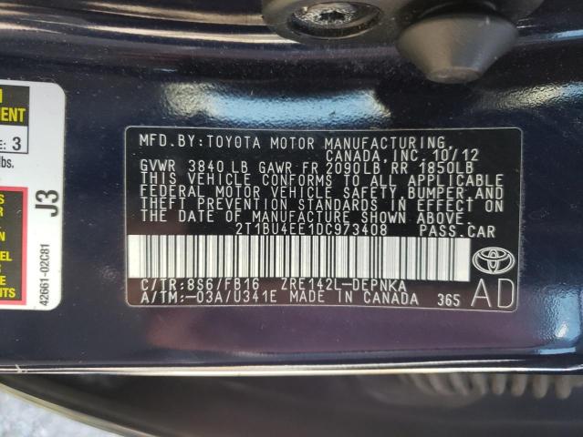 Photo 11 VIN: 2T1BU4EE1DC973408 - TOYOTA COROLLA LE 