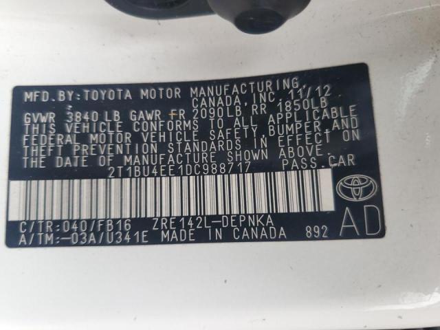 Photo 11 VIN: 2T1BU4EE1DC988717 - TOYOTA COROLLA BA 