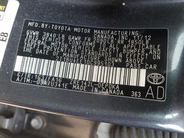 Photo 9 VIN: 2T1BU4EE1DC995103 - TOYOTA COROLLA BA 