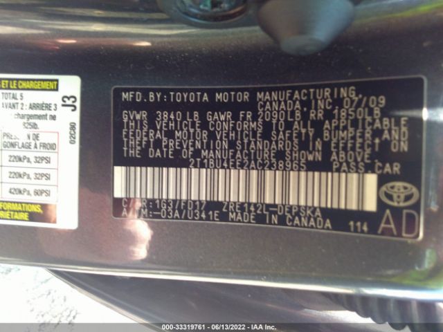 Photo 8 VIN: 2T1BU4EE2AC238965 - TOYOTA COROLLA 