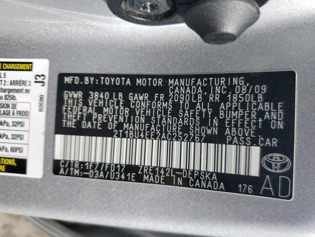 Photo 12 VIN: 2T1BU4EE2AC252767 - TOYOTA COROLLA BA 